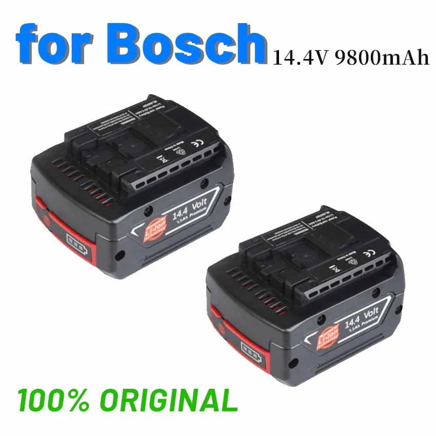 To 14.4V 6.8/9.8.ah Rechargeable Lithium Ion Battery for Bosch 14.4V Backup Battery Portable Replacement BAT607,BAT607G,BAT614G