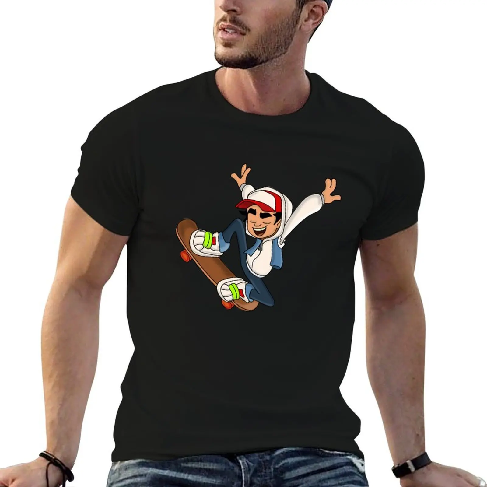 Subway Surfers - Jake On Skateboard T-Shirt Lightweight Gym Training T-Shirt