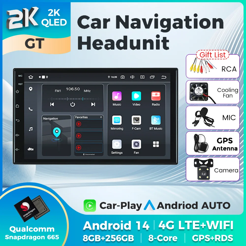 

Android14 Car Radio Wireless Carplay +AUTO 2Din GPS Navigator 7inch Universal Host MP5 Player IPS Automotive Multimedia Player