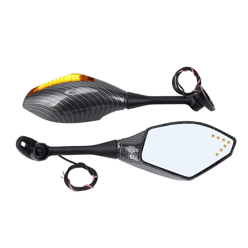 CNC Motorcycle Integrated Turn Signal Mirrors Rearview Mirror with Led LightUniversal Motorbike Led Mirror Colored Motorcycle