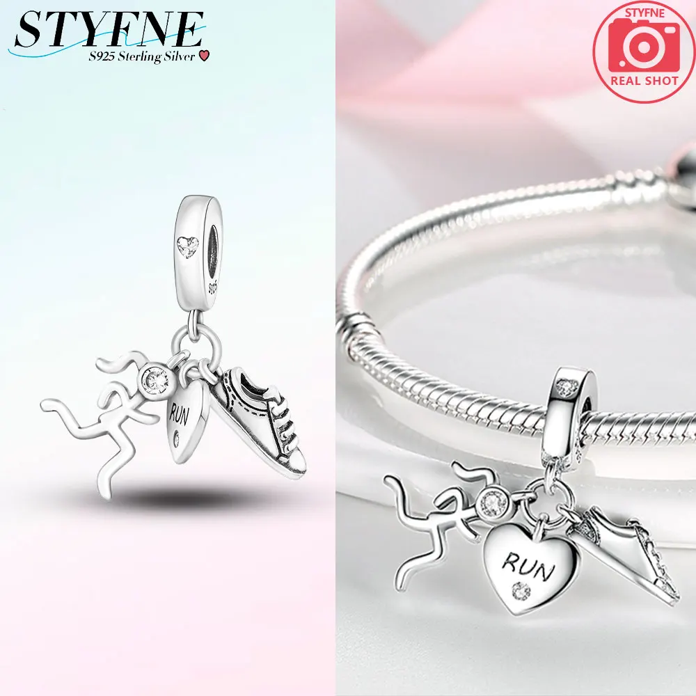 

Подвески из серебра 925, спортивная обувь и подвески в форме сердца, подходят для подвесок Plata 925, оригинальный браслет с бусинами, женские ювелирные изделия