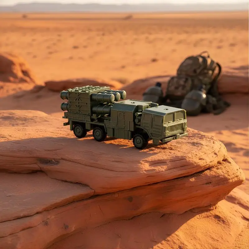 1/144 HQ16 Air Defense Missile Vehicle Launcher 4D Model Assembly Chariot Toy Collectible for Military Display Kids
