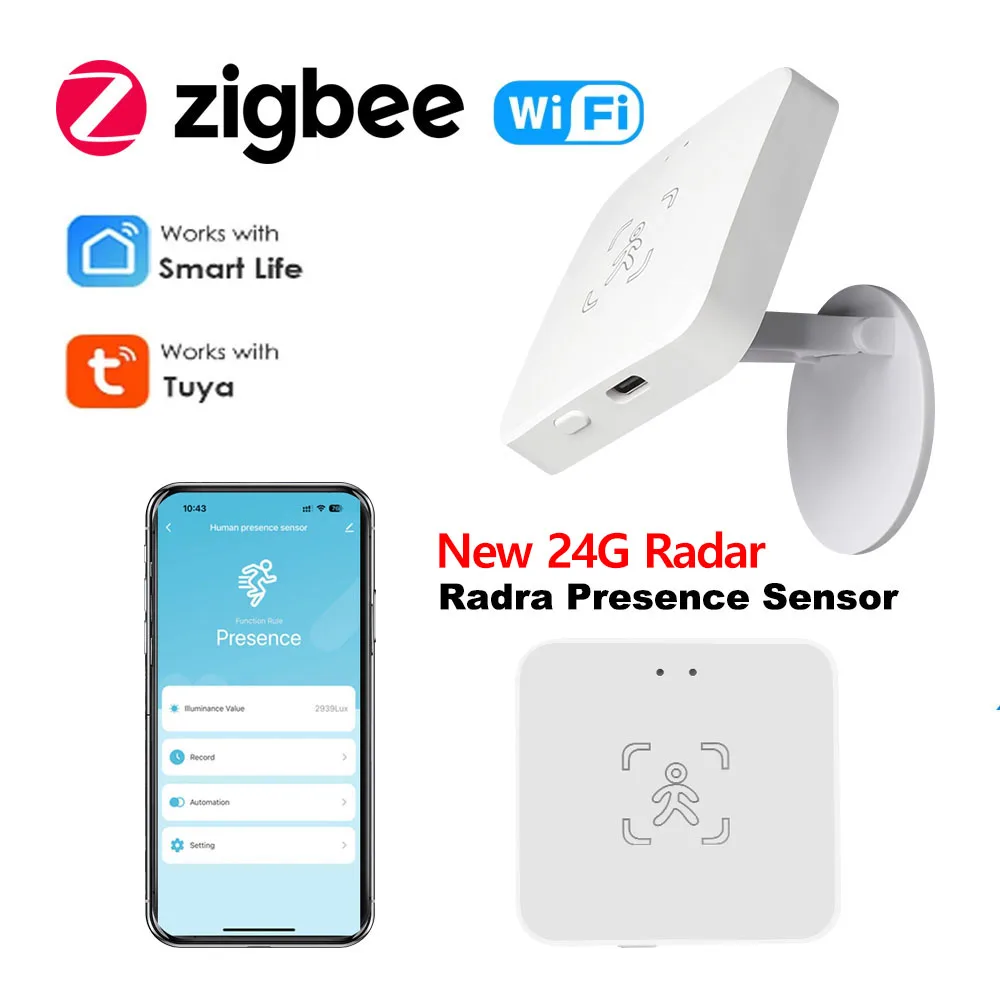 Tuya WiFi / Zigbee Human Presence Detector,Luminance/Distance Detection,  Smart Human Body PIR Sensor Support Home Assistant