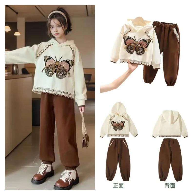 

Kawaii модный спортивный костюм для девочек, брюки, студенческие весенне-осенние повседневные топы с героями мультфильмов, длинные штаны, комплект из 2 предметов, детская одежда, новинка