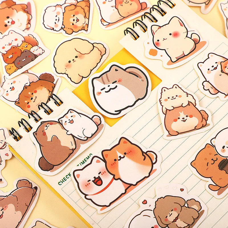 108 Vellen Kawaii Cartoon Katten Hond Stickers Schattige Dagboek Album Decoratie Stickers Esthetische Briefpapier Schoolbenodigdheden Cadeau