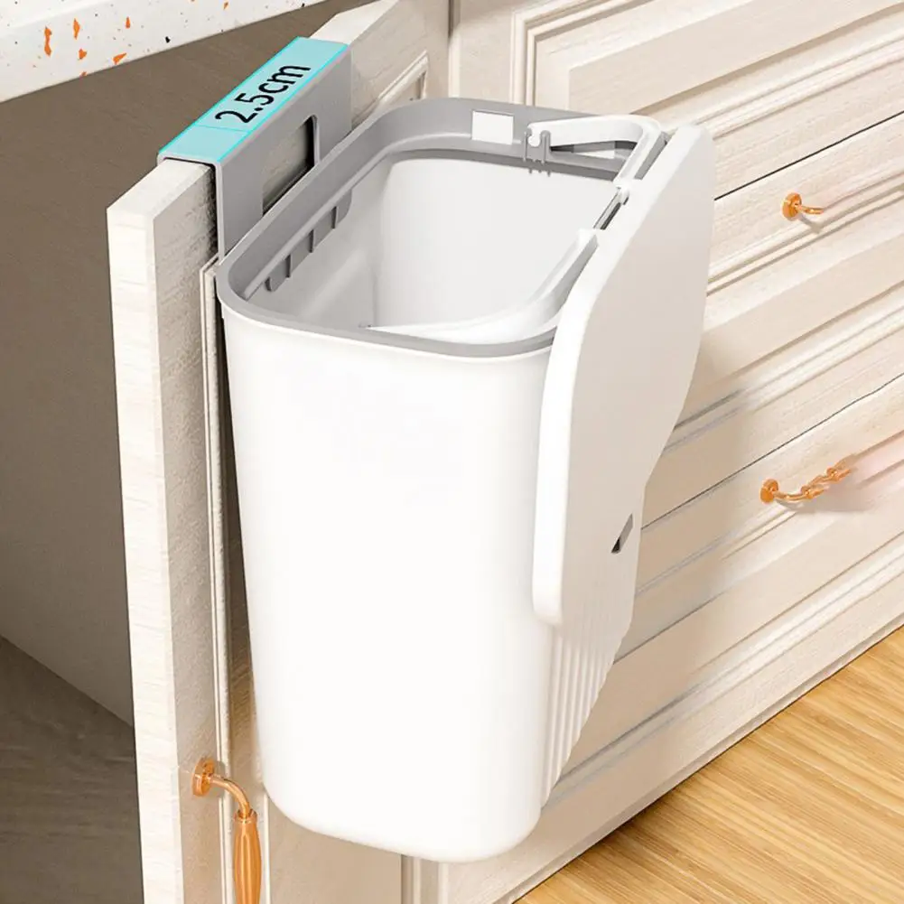 Cabinet Sliding Trash Can 9L Large Capacity Wide Opening Plastic Wall-mounted Rubbish Bin Cleaning Kitchen