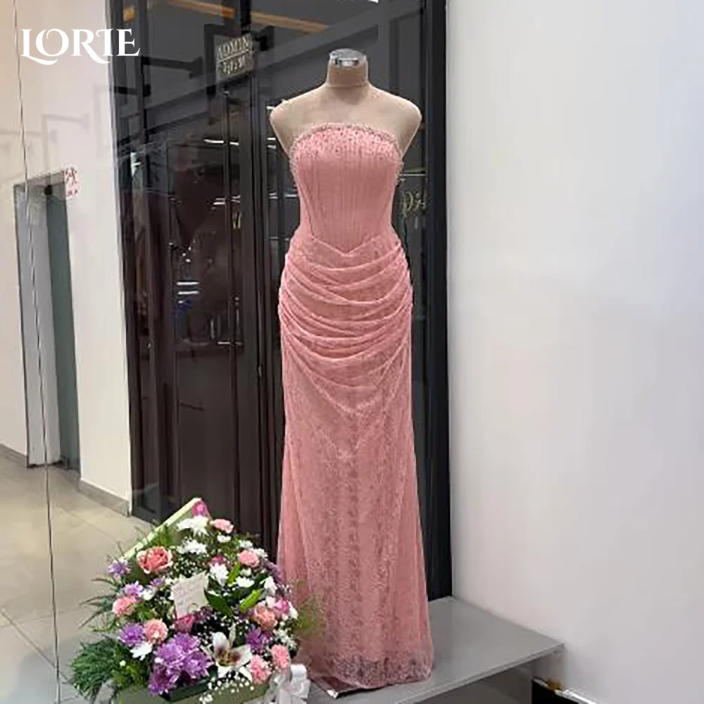 

LORIE Lasce Crepe Mermaid Evening Dress Sexy Strapless Pleat Illusion Prom Dress Corset Train Floor Length Party Gown Customized