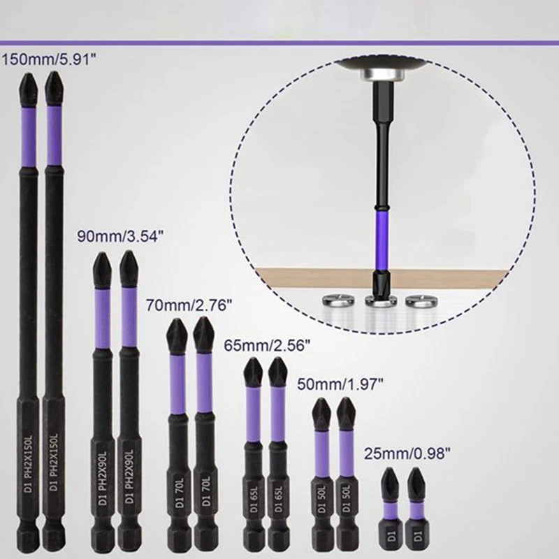 Magnetic Screwdriver Bit Set Kit 12Pcs Magnetic Bits Drill Bits, D1 Alloy Steel Impact Resistance And Non-Slip Toothed Bits Kit
