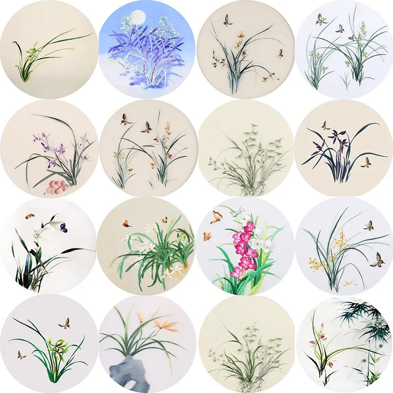 Suzhou Embroidery Kit for Beginners - Complete Chinese Silk Orchid DIY Set with Pre-printed Pattern Threads Needles & Hoop