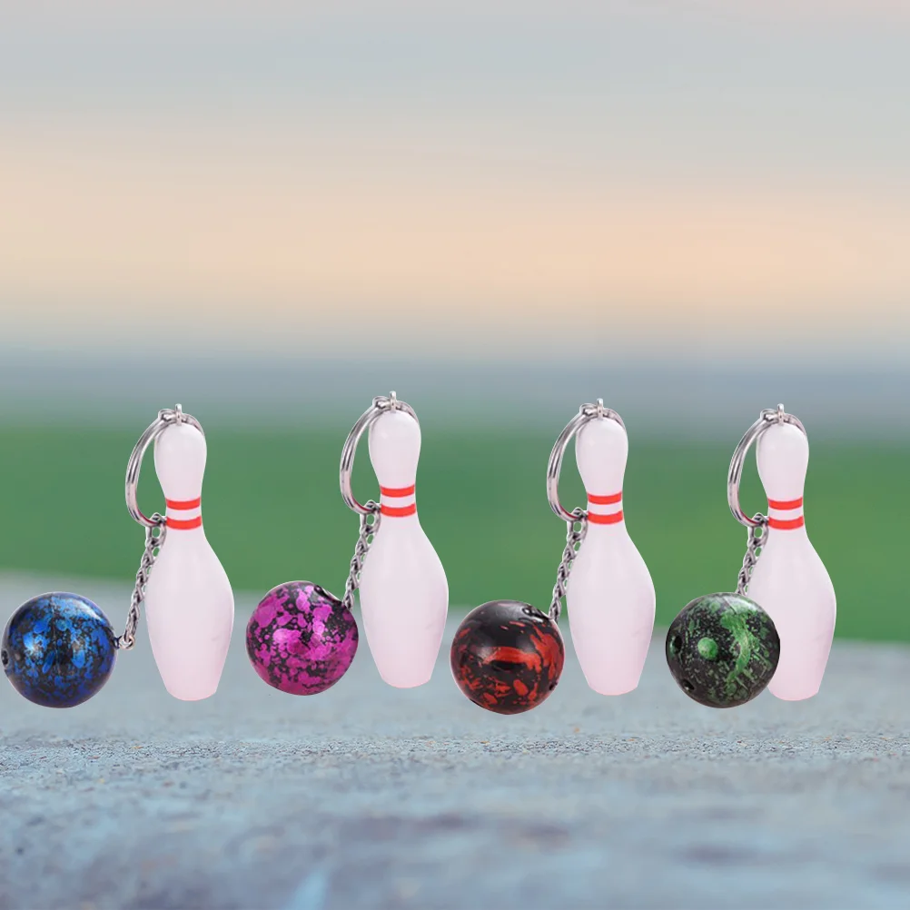 4 Pcs of The Lid PVC Key Ring Chain Holder Hanging Bowling Keychains Child Pendant