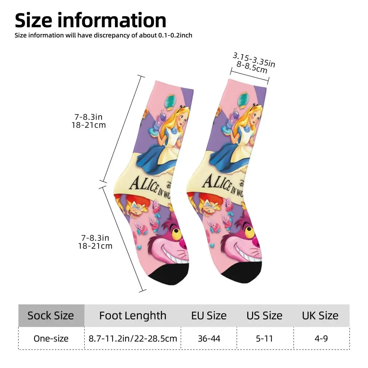 Alice In Wonderland Cheshire Cat Alice Stockings Design Funny Socks Autumn Anti Bacterial Socks Men Running Sports Quality Socks - Image 5