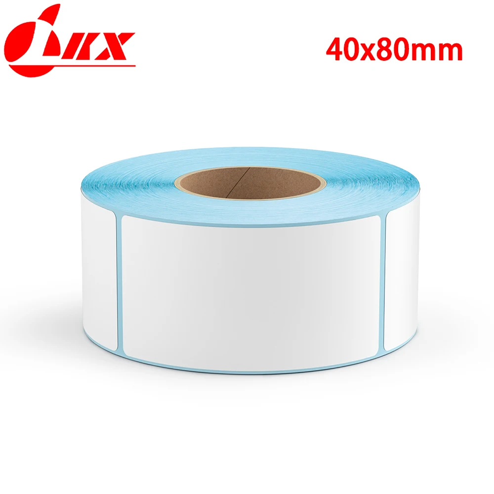 LKX-papel adhesivo térmico para impresora niimbot, adhesivo blanco de 40x80mm, 500 piezas, resistente al agua, para leche, té, helado y comida