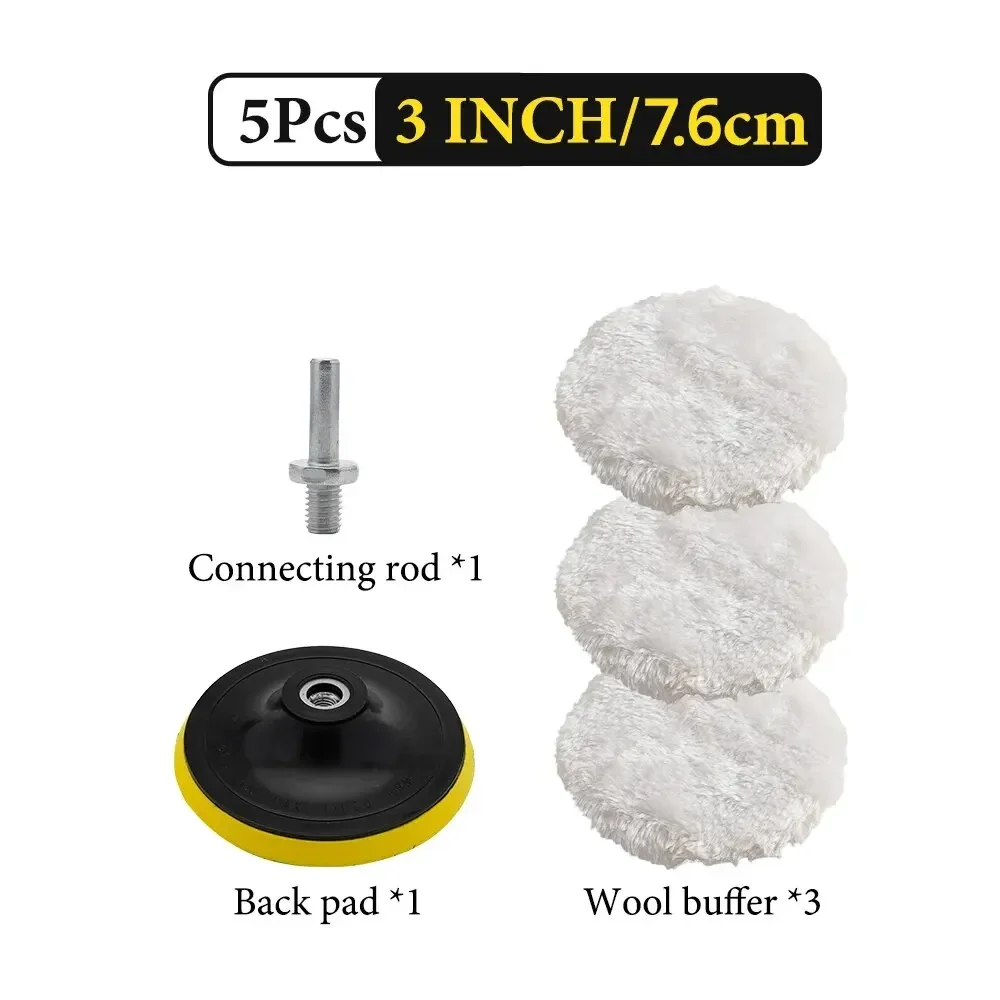 5Pcs 3 Inch Polishing Kit Car Polishing Pad Car Waxing Sponge Disk Wool Wheel Auto Paint Care Polisher Pads Car Gadget