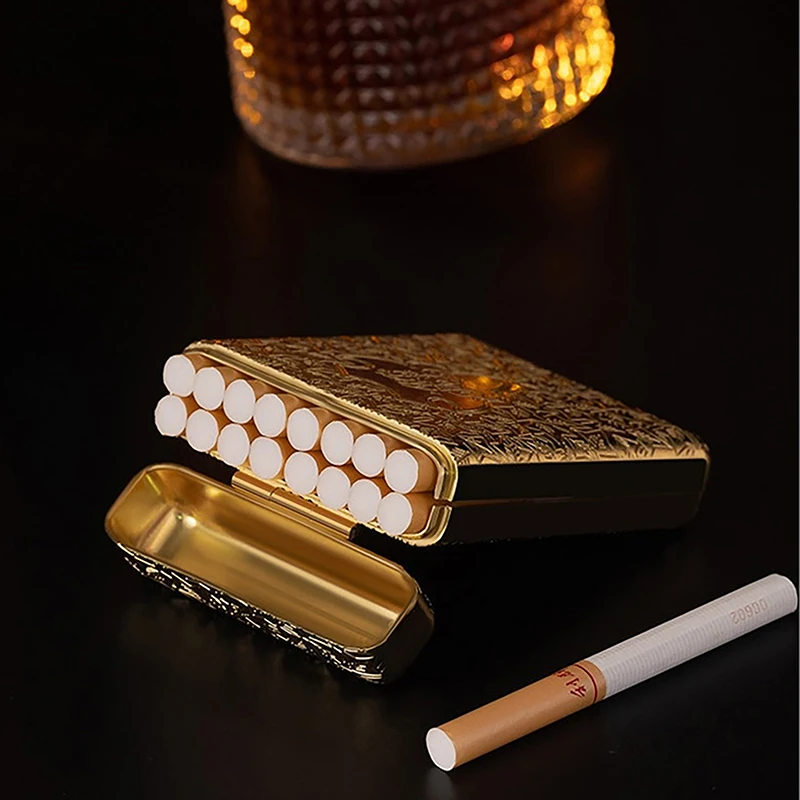 New Luxury Vintage Engraved Cigarette Case Holder Pocket Cigarette Storage Box For 16 Cigarettes Container Men\'s Gift