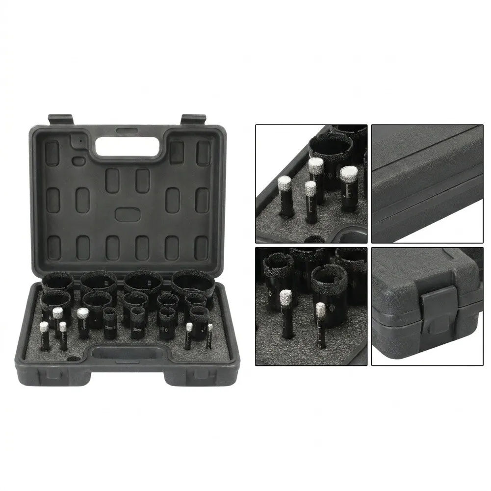 19-Piece Diamond-Tipped Drill Bit Set Designed for Granite For Marble Concrete and Natural Stone Drilling Tasks