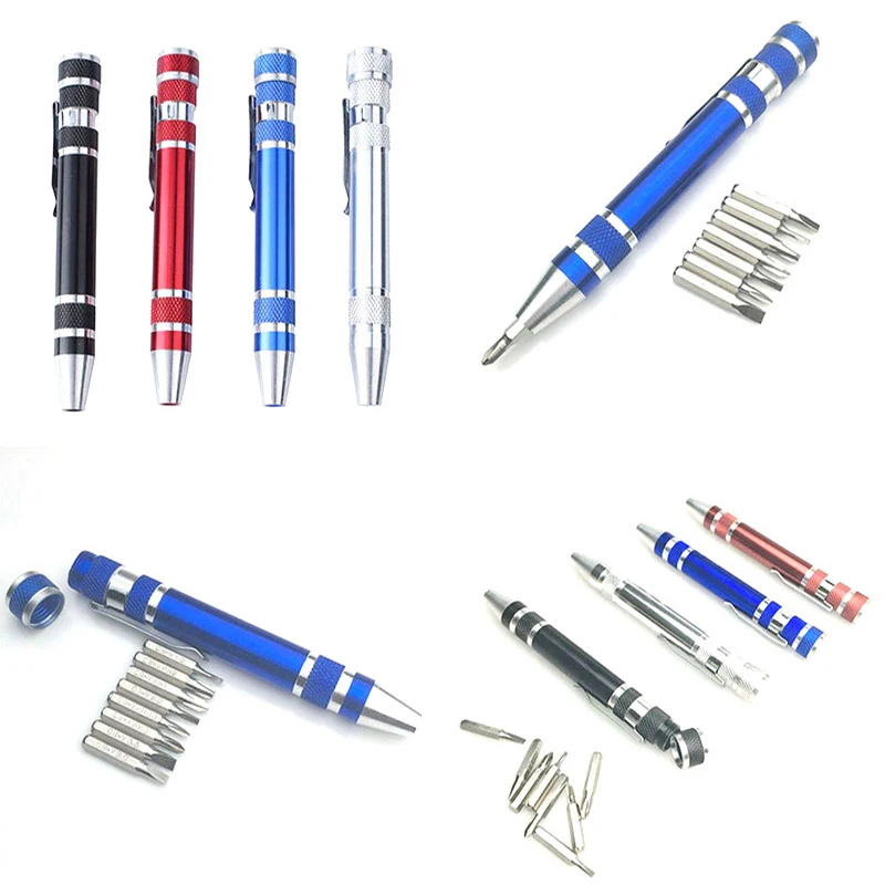 8 ni 1 Multifunctional eight in one screwdriver aluminum alloy dismantling pen tool slotted cross screwdriver