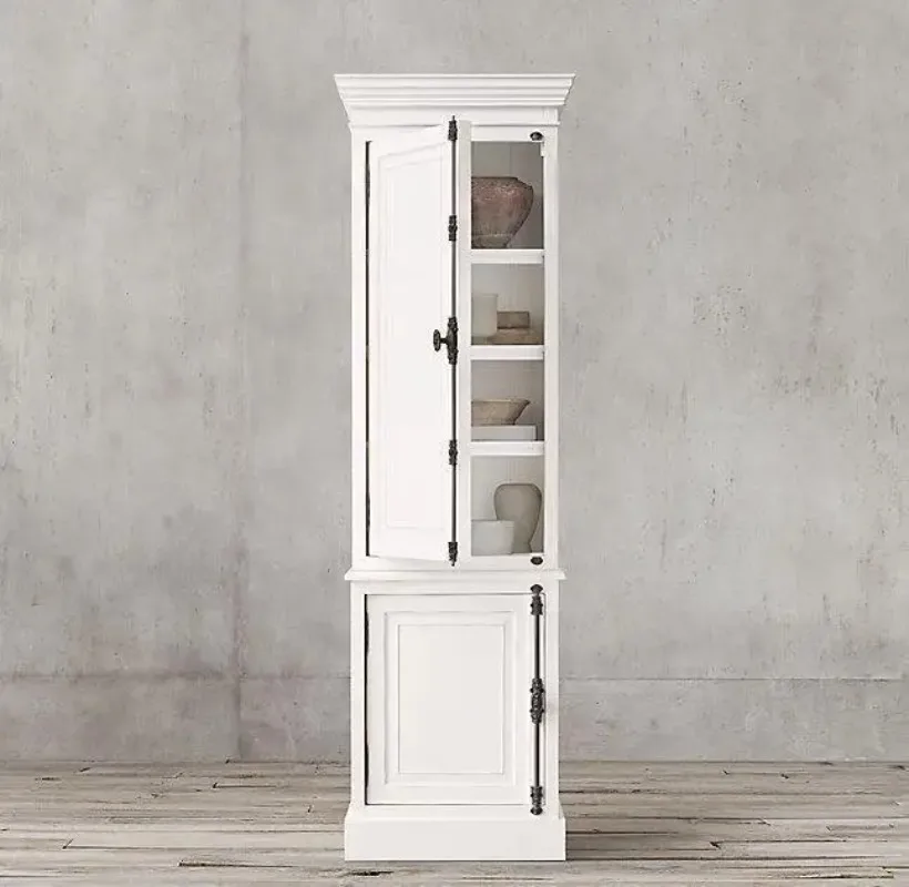 Solid wood multi-door sideboard, French vintage oak floor-and-earth lock double-door wardrobe