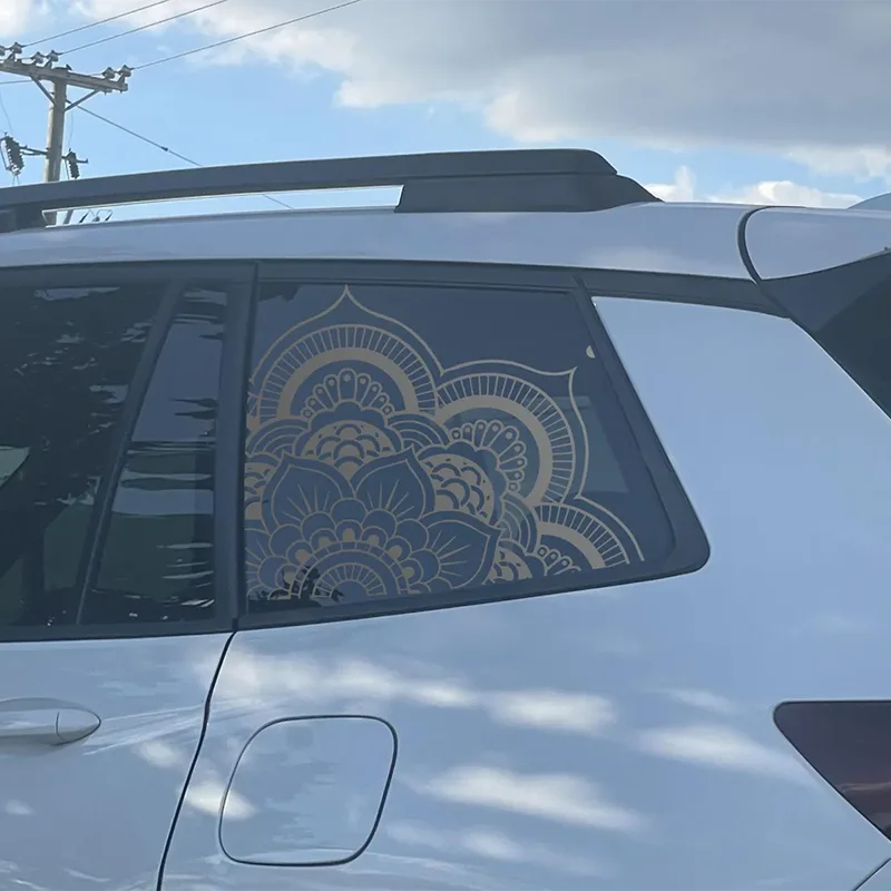 Mandala Half Flower Car Sticker for Triangular Window Decoration Universal All Vehicles Accessories PVC Waterproof Vinyl Decal view 2