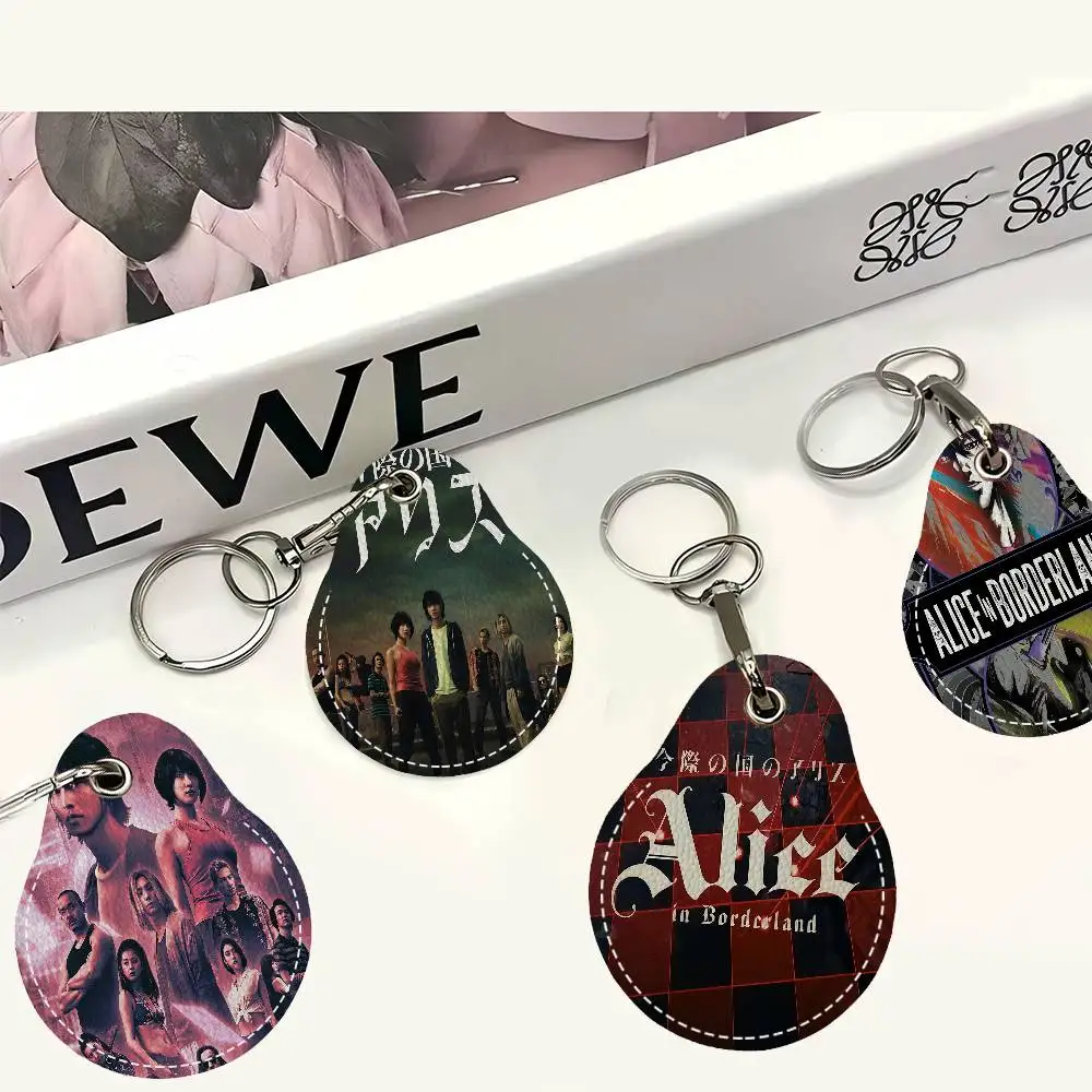 Alice In Borderland Leather Access Card Holder, Water Drop Keychain, Bus Card Elevator Induction Protective Cover