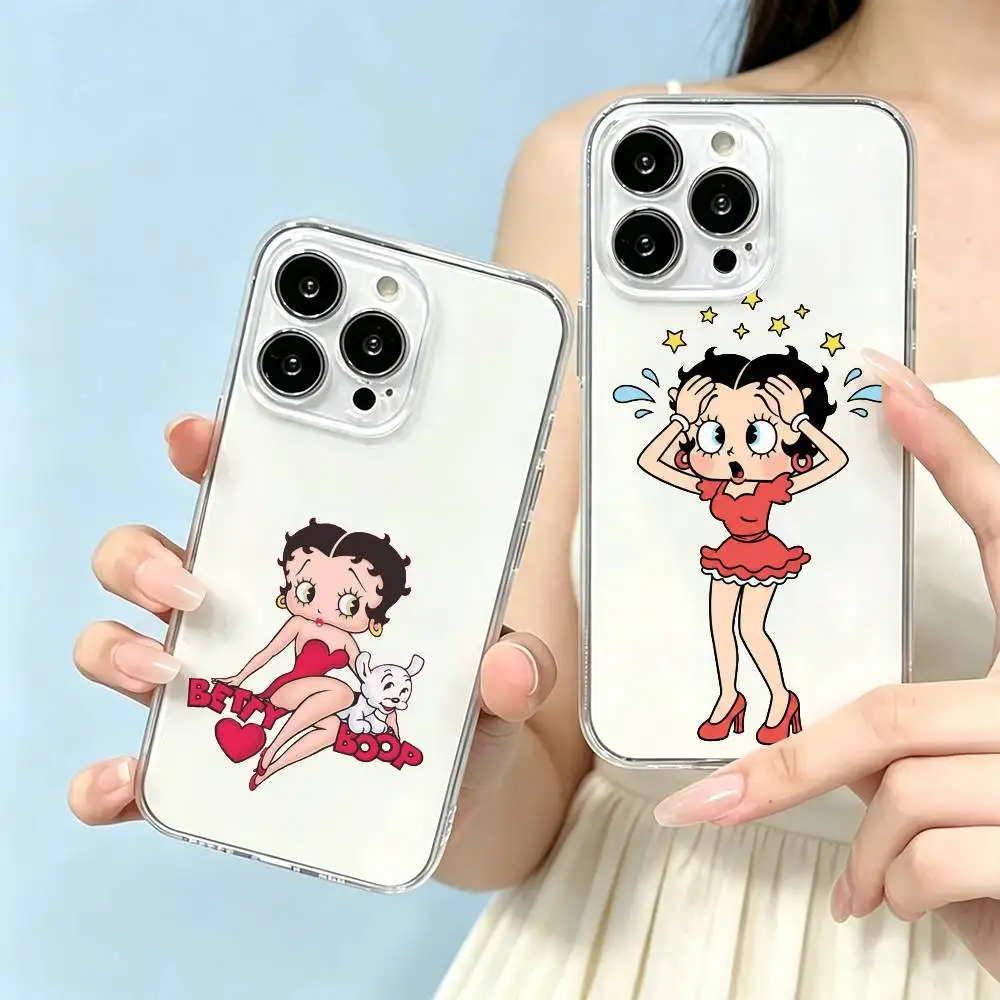 B-Betty Boop Cute  Phone Case Transparent Silicone Soft For iPhone 17 16 15 14 13 12 11 Mini Pro Max Plus