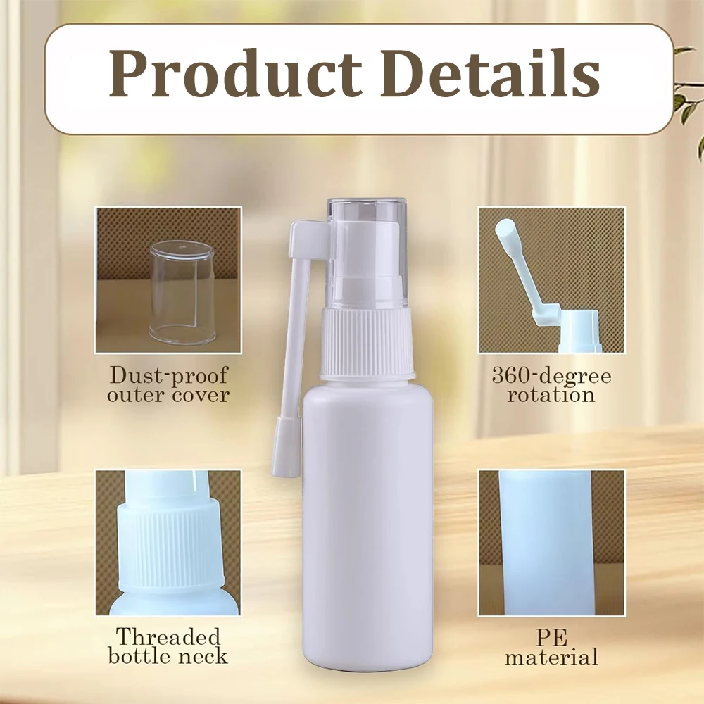 10/20/30/50/100ml Plastic Nasal Spray Bottle Pump Fine Mist 360 Degree Rotation Sprayers Portable Empty Container