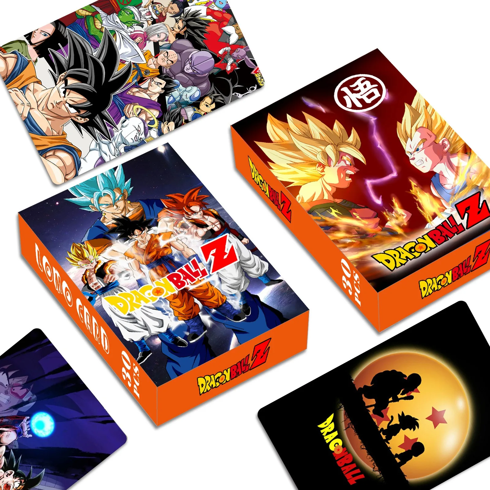 30Pcs Dragon Ball Z / GT / Super Goku LOMO card boxed Action Figures Super Sayajin anime collection  Cards children toy gift