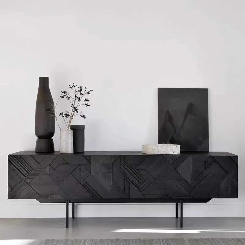 حامل تلفاز حديث عالي الجودة باللون الأسود مصمم إبداعي لغرفة المعيشة حامل تلفاز منظم عرض Muebles Para Tv أثاث عصري #1