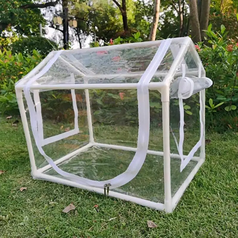 Flower Warming and Frostproof Household Moisturizing Gardening Rain Cover Mini Greenhouse with Shelf and Rolling Front Door