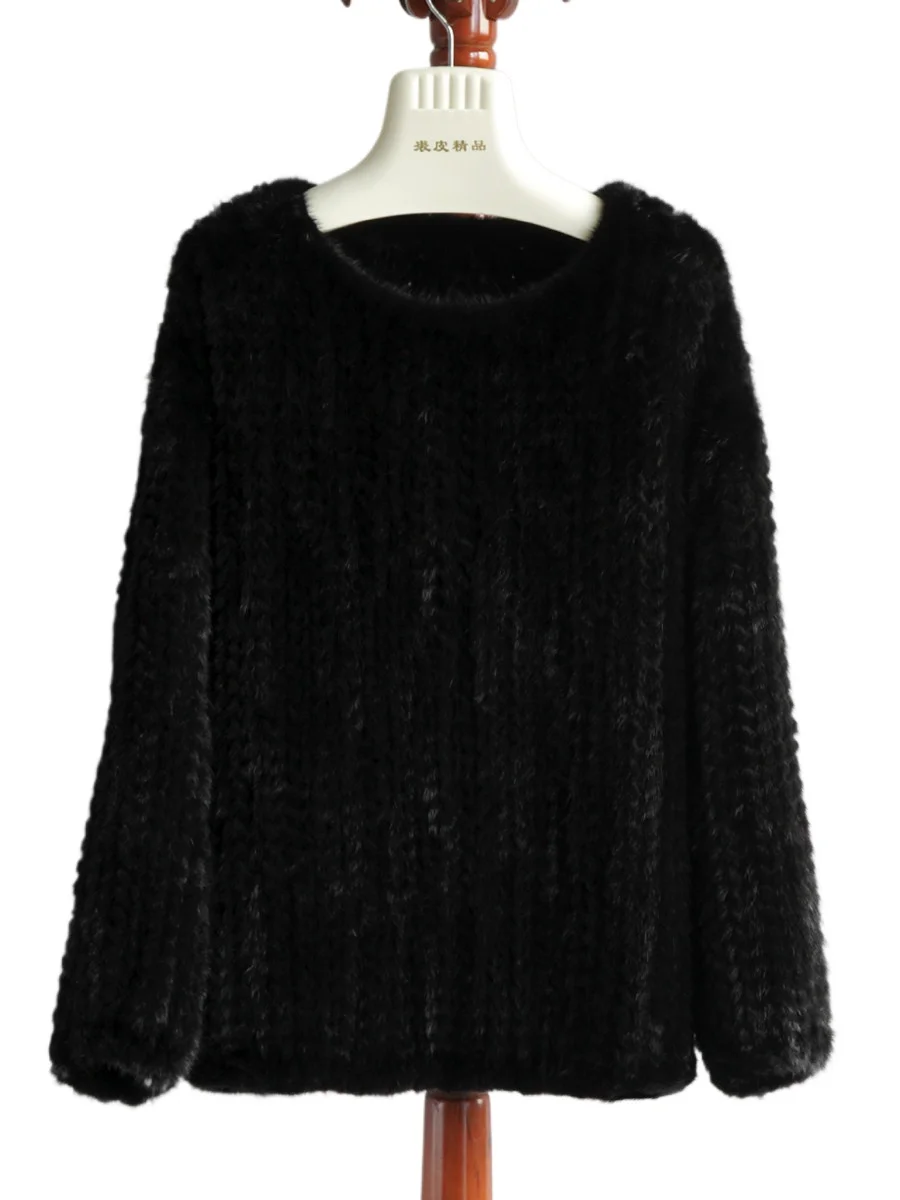 

Импортная норковая двусторонняя утолщенная тканая шуба из норки 2025 года, молодежный пуловер из норки с силуэтом