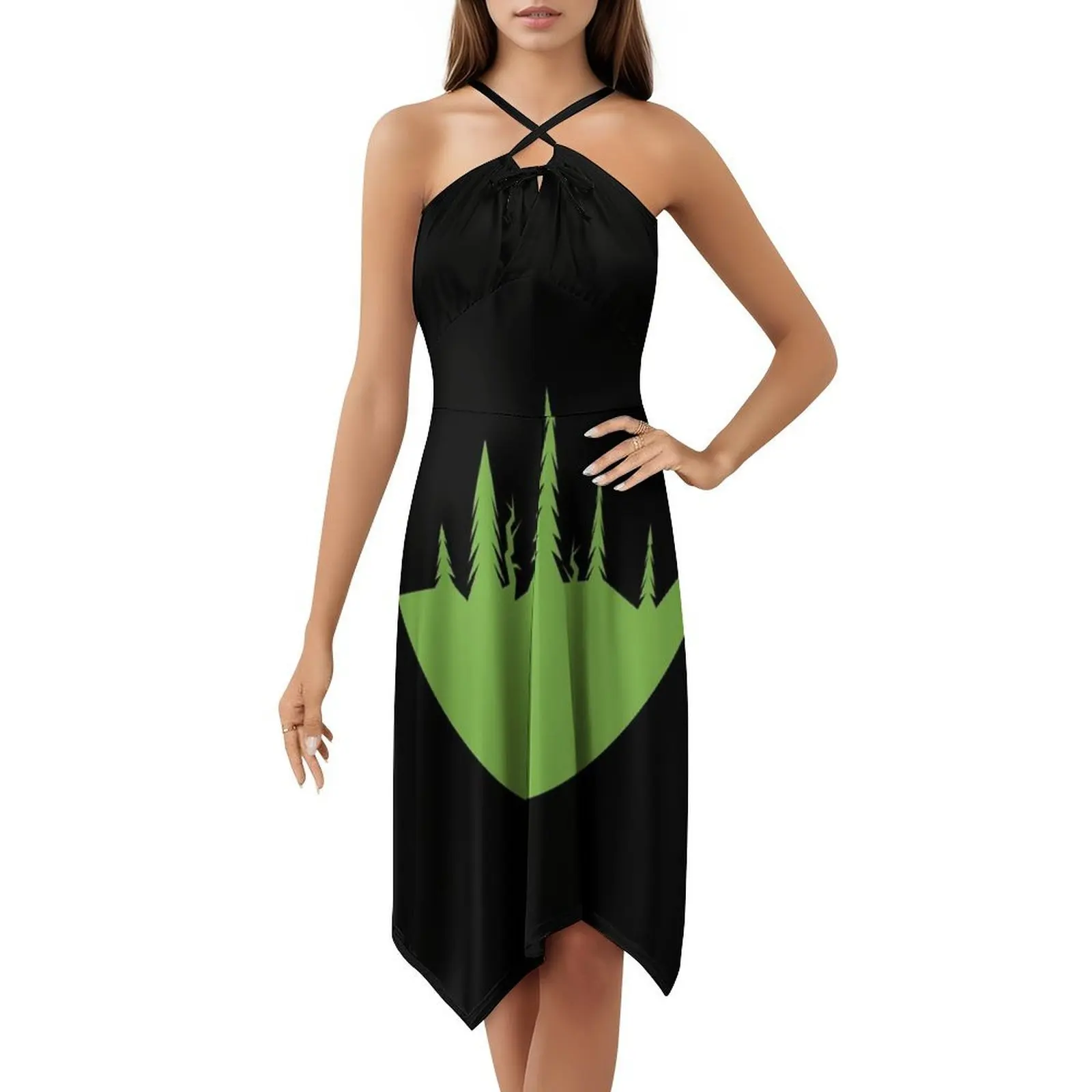 فستان Forest Fishbowl Bright Ii بخط عنق على شكل قلب، فستان أنيق للحفلات الصيفية للنساء، الغابات الأرضية، الحفاظ على البيئة الطبيعية #5