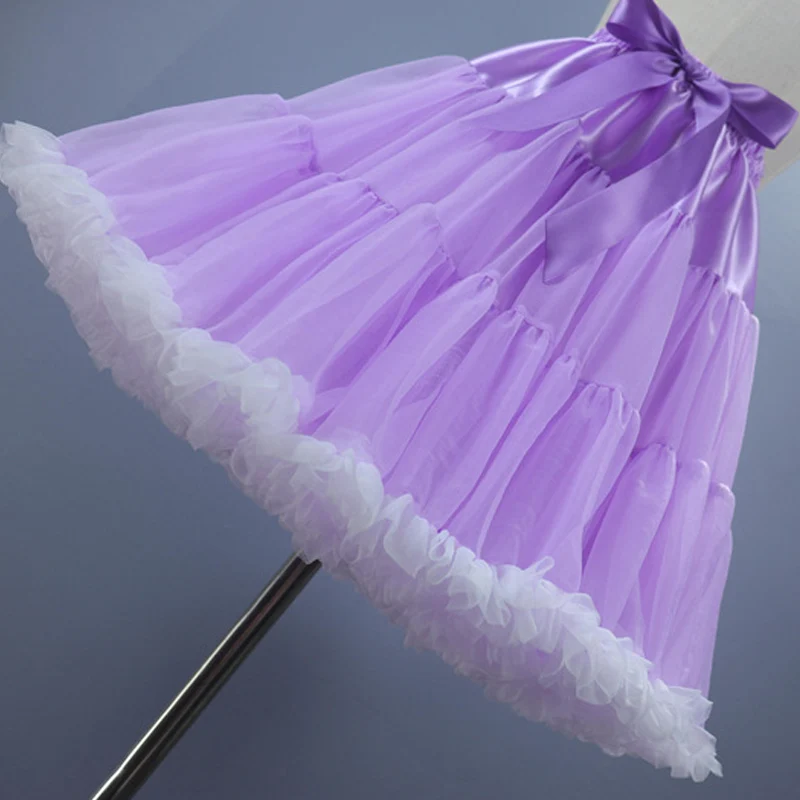 OHRYIYIE Mini Tulle Skirt Women Lolita Style Tutu Skirt for Lady High Waist Mesh Short Tiered Skirt Womens Purple A-line Skirts