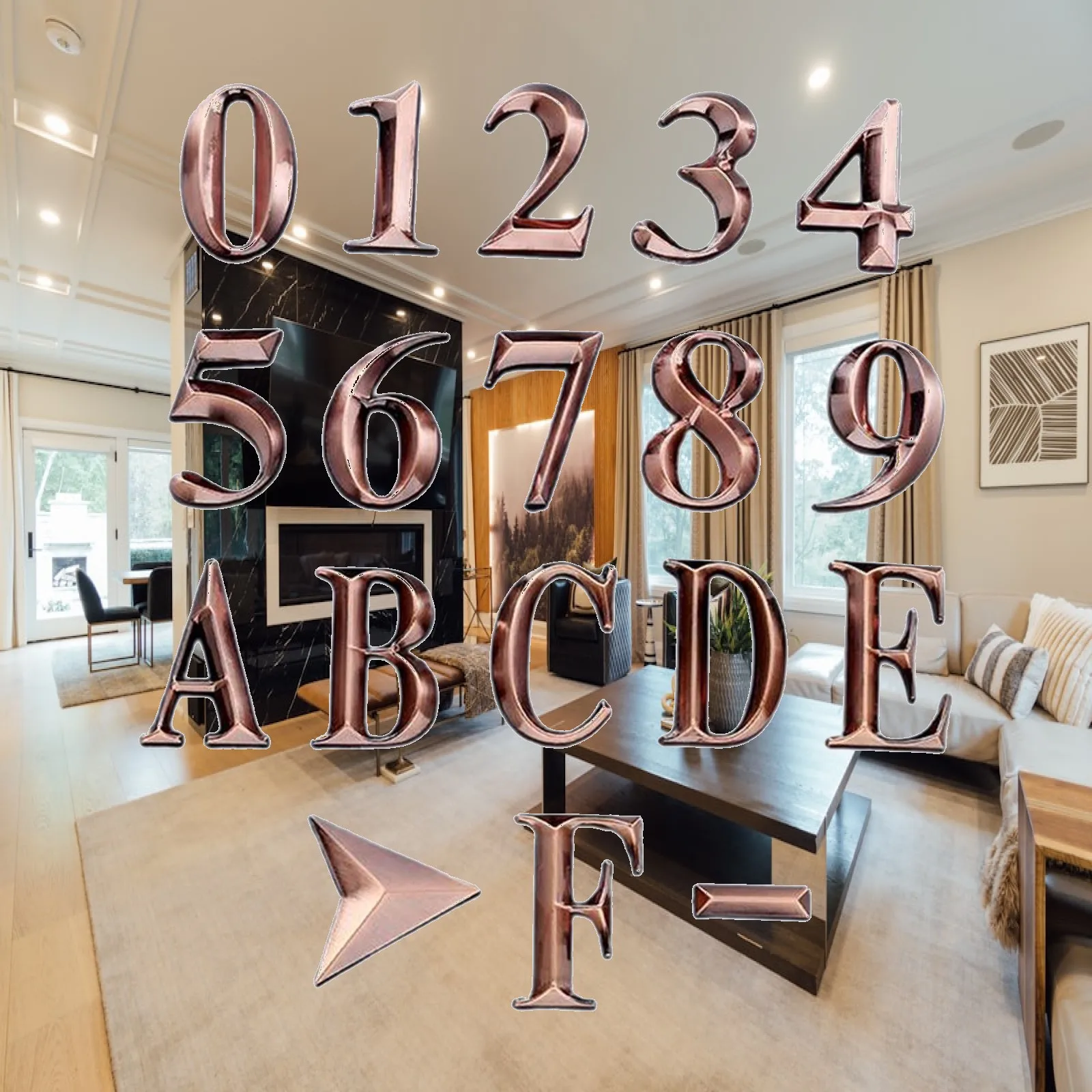 3D Effect Mailbox Numbers for Outside Plaque Self Adhesive Door Number Stickers for House Apartment Office Room