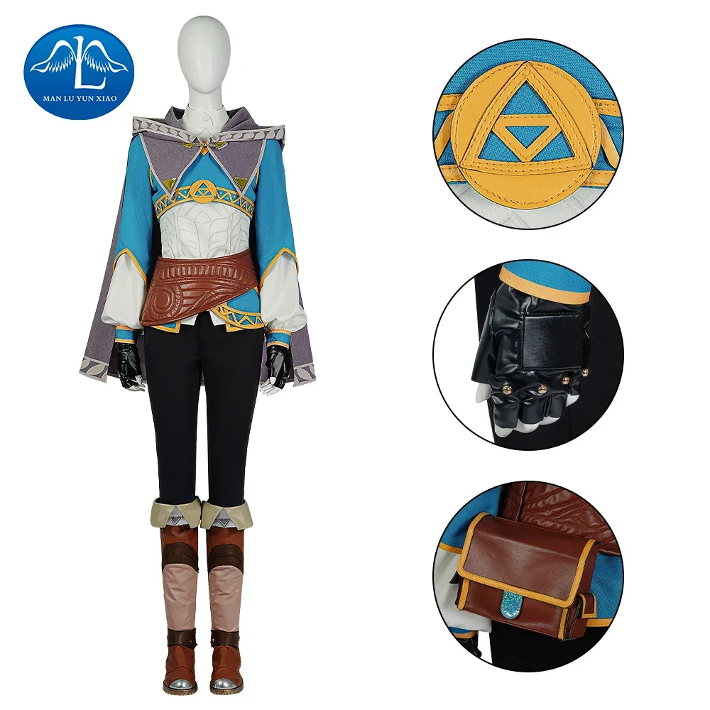 

Princess Zelda Cosplay Costume Tears Of The Kingdom Outfits with Cloak Woman Zelda Cosplay Halloween Clothing Set