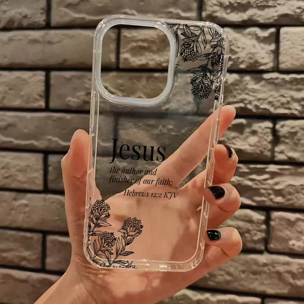 Jesus Bible Verse Floral Pattern Clear Phone Case for IPhone 17 16 15 14 13 12 11 Pro Max 17 Air 14 Plus XS X XR Silicone Cover view 6