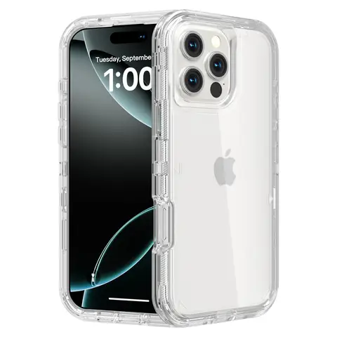 Clear Transparent Thick Heavy Duty Phone Case for iPhone 16 16E 15 Pro Max Plus 13 14 12 11 Cases Shockproof Hard Cover
