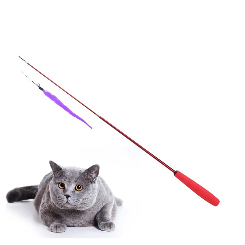 

Fishing Rod Cat Teaser For Cats Interactive Play Training Exercise Stick Pet Gift Random Color Cat