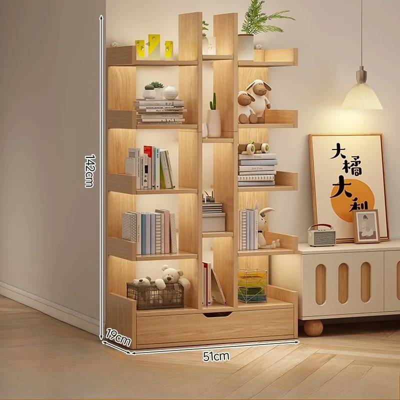 Living Room Bookshelf Solid Wood Cabinet Office Simple Of Modern Book Shelf Multi-Level Floor Standing Storage Rack Bookshelves image 2