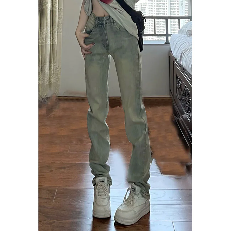 

Retro Loose Fit High Waist Straight Leg Jeans Women's Fashion Spring Autumn plus Size MM Tall Effect Floor Length Trousers