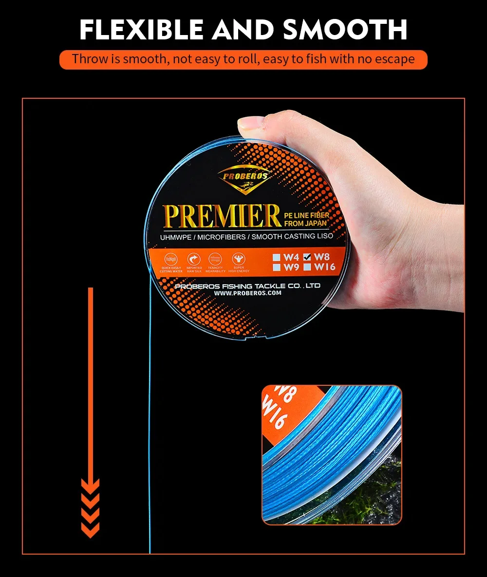 6LB-300LB Multifilament Braided 8 Strands 300M PE Fishing Wire High Tensile Strength Braided Fishing Line