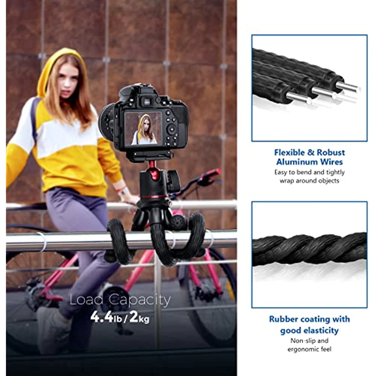 Получите идеальный Гибкий штатив-Осьминог для смартфонов, камер и GoPro-В комплект входят шаровая Головка и мини-зажим для телефона