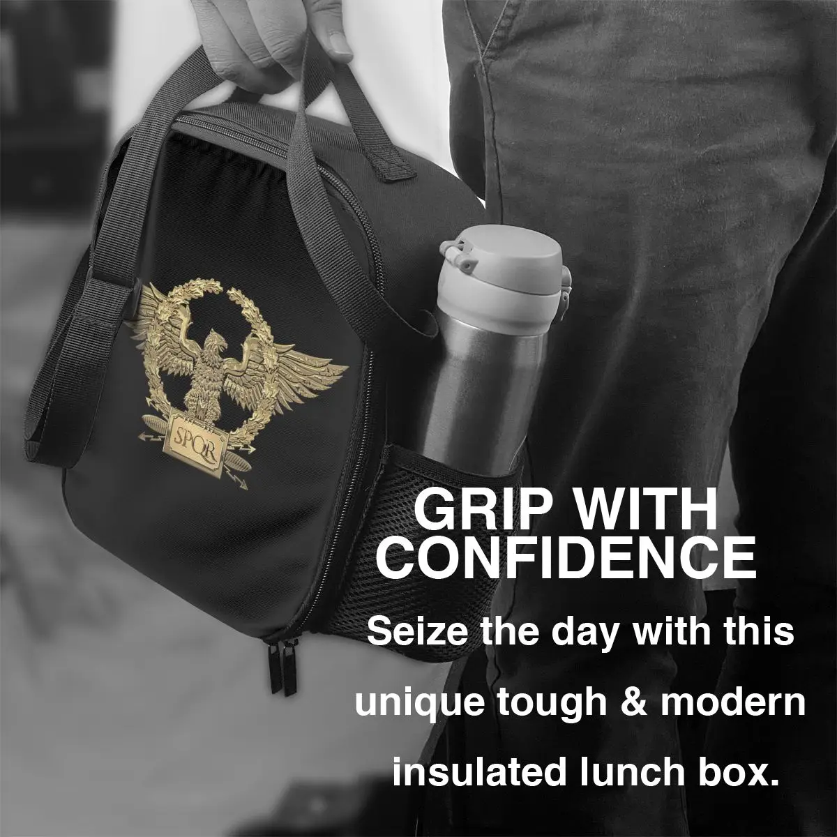 Custom Gold SPQR Roman Imperial Eagle Lunch Bag uomo donna Thermal Cooler Insulated Lunch Box per la scuola dei bambini