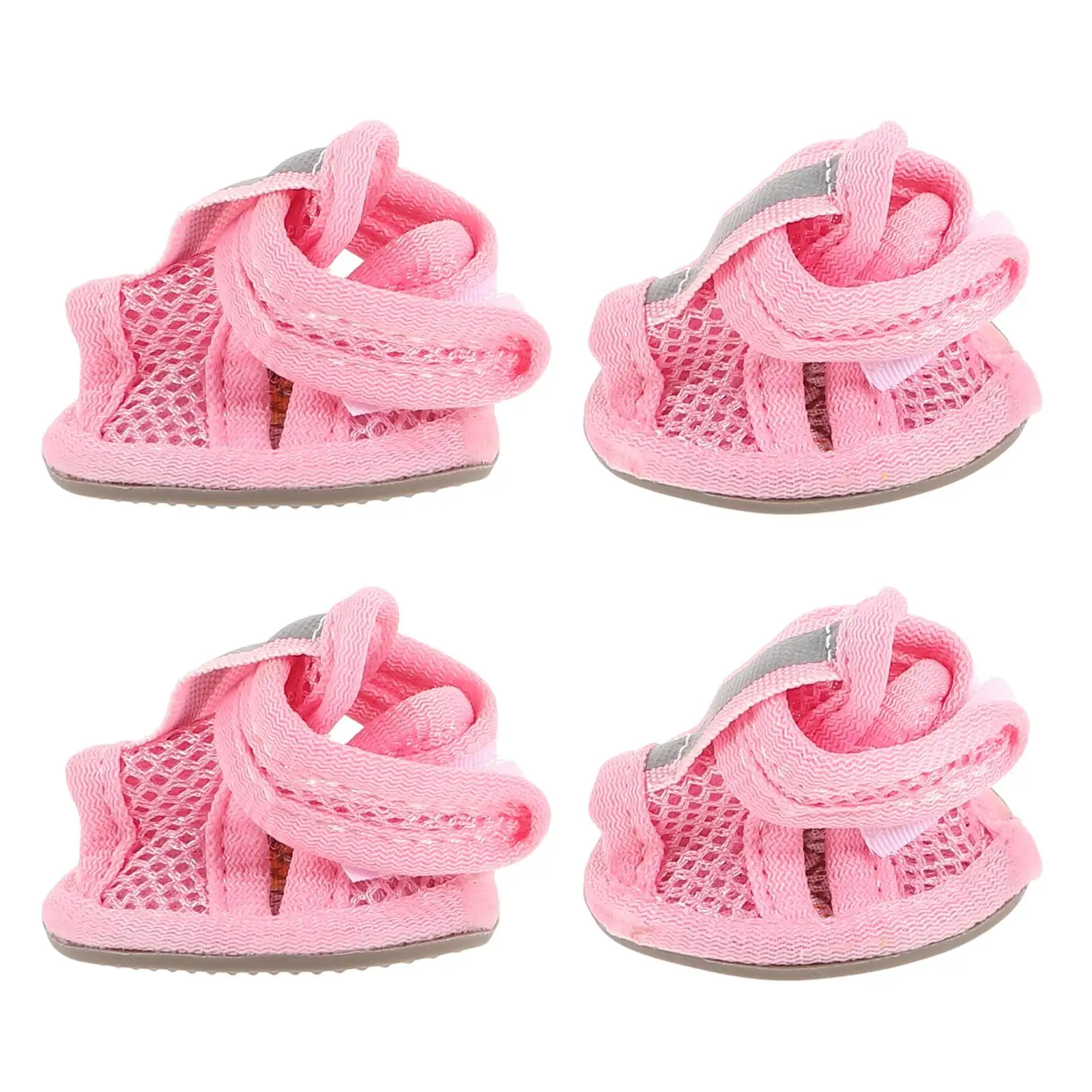 

4 Pcs Dog Shoes Summer Breathable Mesh Sole Flexible Non Slip Hot Pavement Deck Beach Protect Sizes Pet Supplies