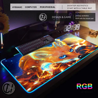 Cute Cartoon Fox Mouse Pad RGB Gaming Mouse Pad Desk Mat HD Gamer Large LED Light XXL MousePads PC Computer Carpet