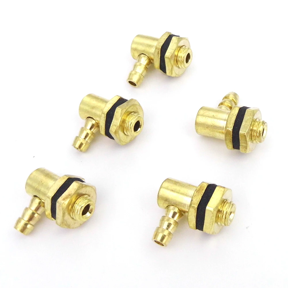 5PCS Fuel Nipple Fuel Inlet Outlet Nipple Tank Filler Oil Nozzle Copper End for Fuel Tank Gasoline Nitro RC Car Boat