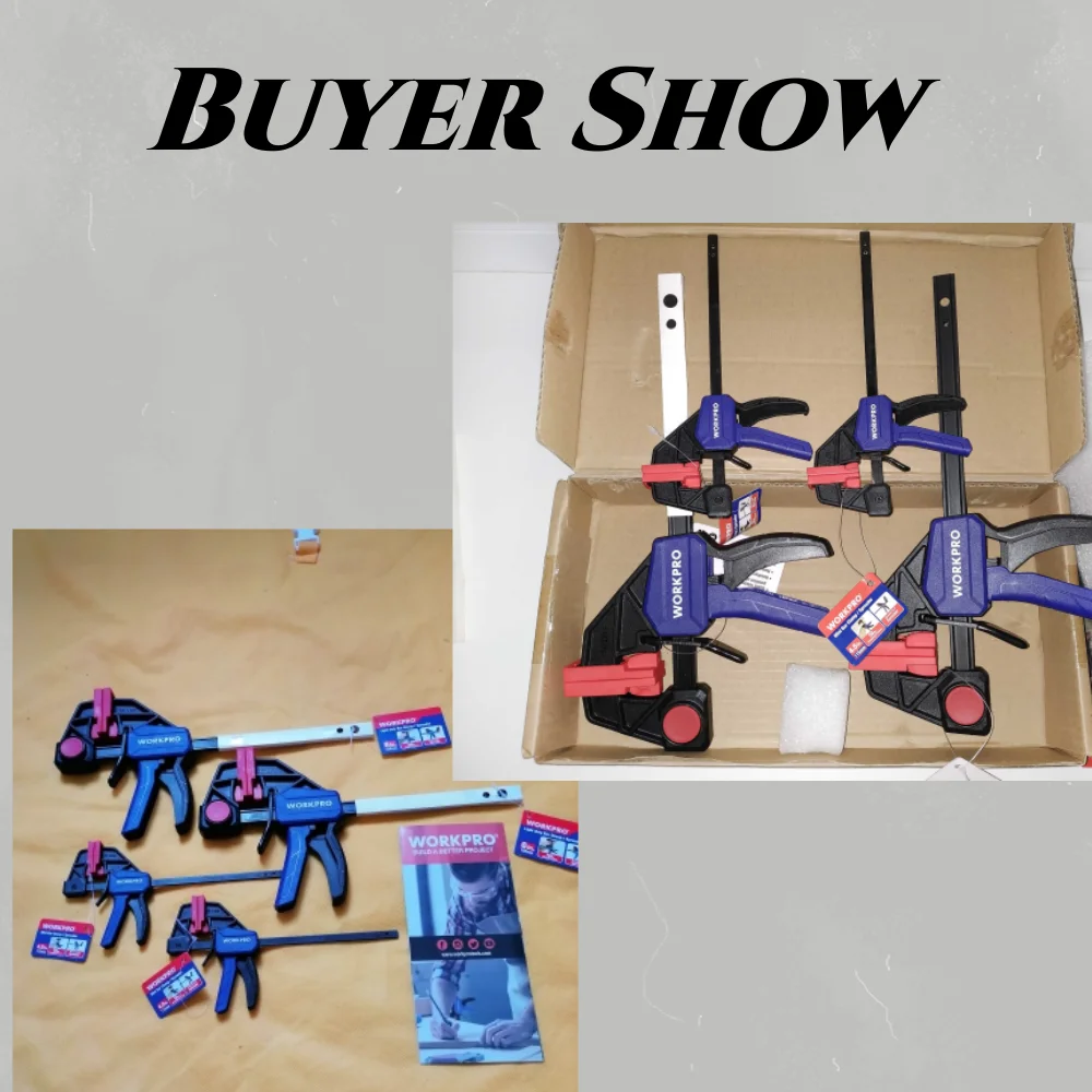 Workpro 4 pces grampos para carpintaria liberação rápida braçadeira barra f grampo conjunto de 4.5 polegadas & 6 polegadas ferramentas para trabalhar madeira