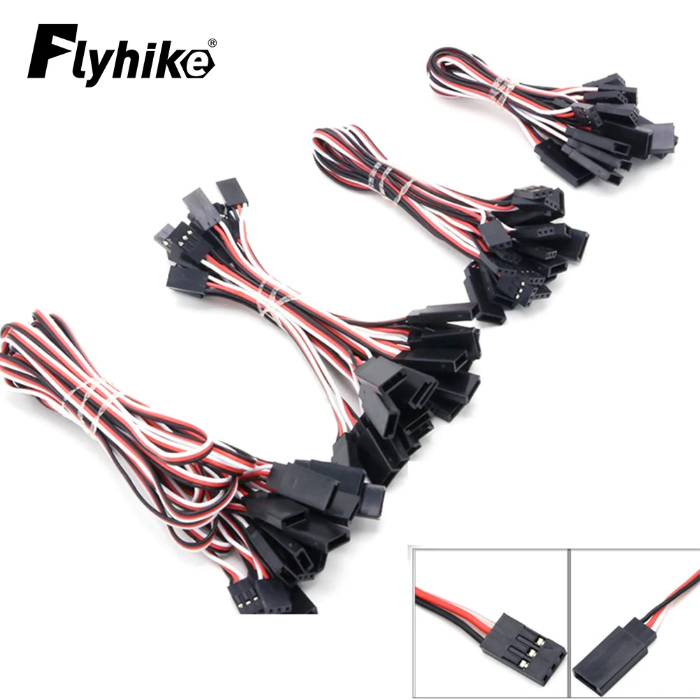 10pcs 100mm/150mm/200mm/300mm/500mm RC Servo Extension Cord Cable Wire Lead JR for RC Car Plane and Helicopter Servo Connection