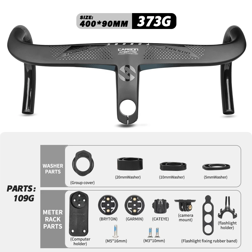 TOSEEK TR5500 Bicycle Handlebar T800 Carbon Handlebar Bike Road Integrated Integrated Handlebar Stem 28.6mm With Computer Holde