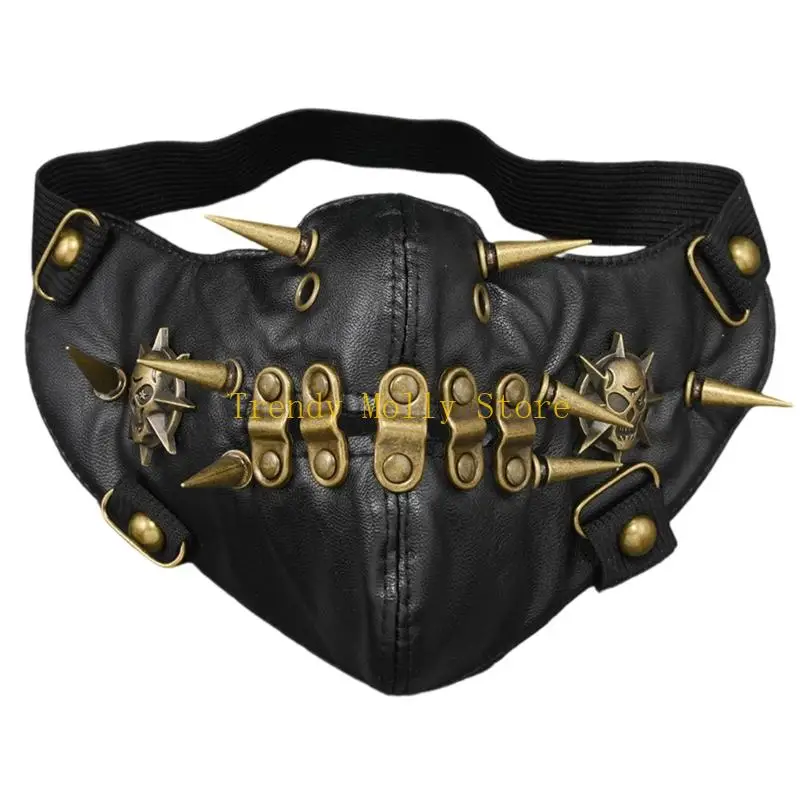 قناع الوجه N5KB Punk Rock Skull مع قناع قابل للتعديل وخفيف الوزن من سبيكة لهجات المهرجان للنساء والرجال