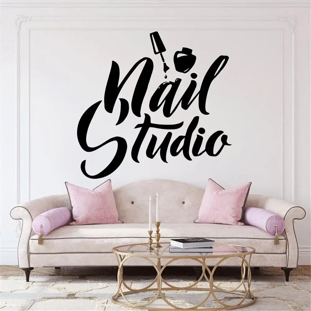 Hot Sale Beauty Salon Wall Decals Nail Polish Wall Sticker for Nail Studio Logo Vinyl Stickers Manicure Pedicure Wallpaper Decal