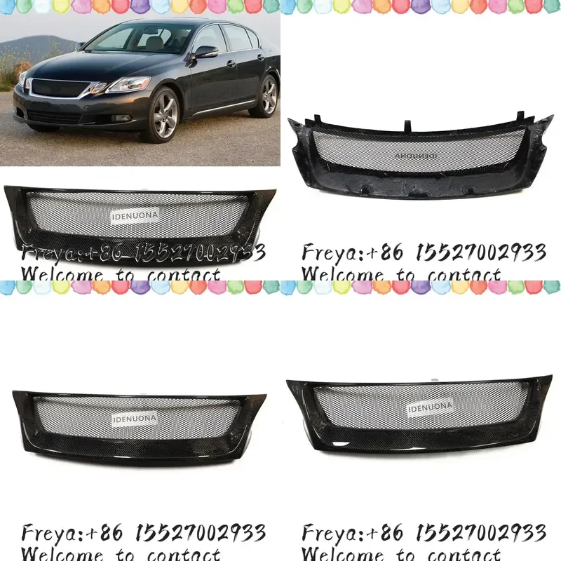 Real Carbon Fiber/Fiberglass Upper Bumper Hood Mesh Grid Front Grille Racing Grills For GS GS350 GS450h GS460 2008-2011